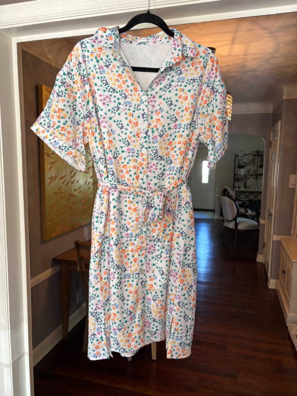 NWOT Summersalt White Floral Belted Shirt Dress. Size M - Picture 3 of 15
